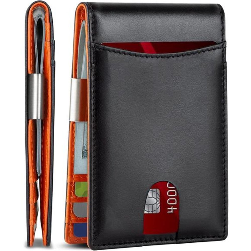 HEMETR Mens Slim Wallet with Money Clip, Front Pocket RFID Blocking Minimalist